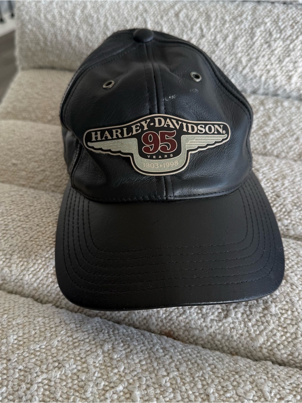 Vintage 1998 Harley-Davidson Black Leather 95th Anniversary baseball hat